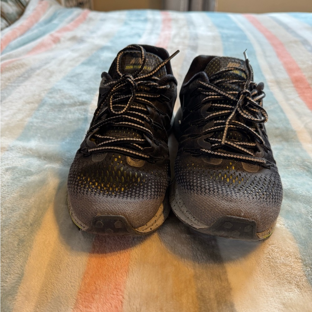 Black and Gray Athletic Shoes with Breathable Mesh